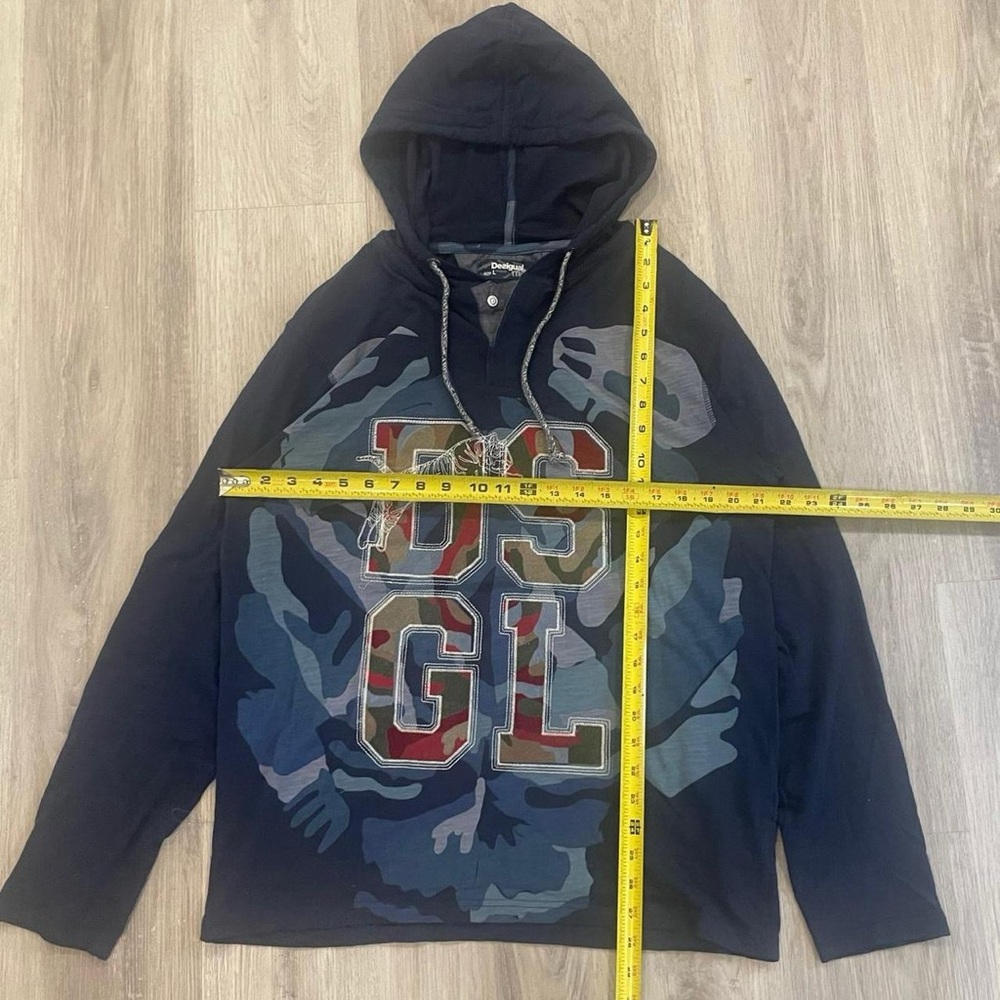 Desigual Blue Camouflage Hoodie sz L - Picture 6 of 6